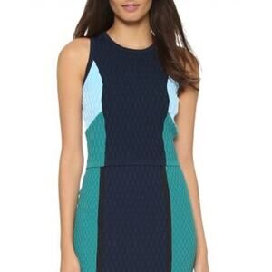 Jonathan Simkhai Navy Color Block Textured Short Top S